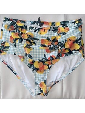 Torrid Orange Fruit print high Waisted Bikini Bottom Ruched Plus Size‎ 0X